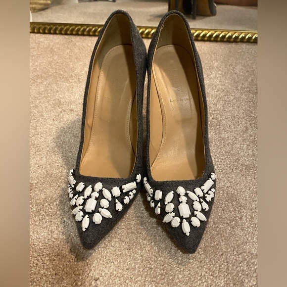 J.Crew Collection Flannel Heels with Stone Embellishment - Picture 2 of 9